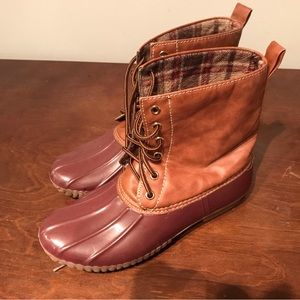 Burgundy rain boots